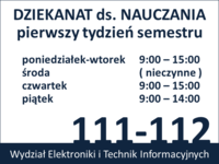 Godziny otwarcia Dziekanatu w pierwszym tygodniu